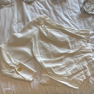 Chic White Blouse with Gold Button